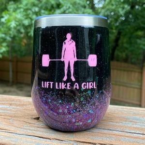 Lift Like a Girl Glitter Wine Tumbler
